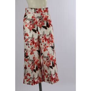 ETXART & PANNO White Red Black Floral Wide Leg Trousers Size S